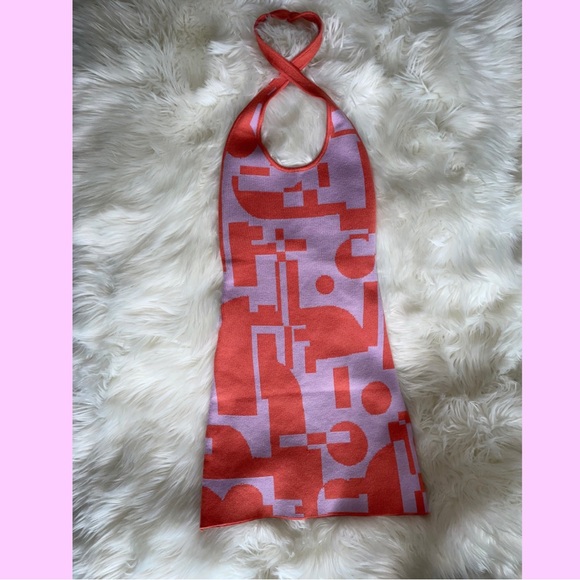 Jorja Knit Mini Dress in Coral Geo from Peppermayo - Picture 7 of 14